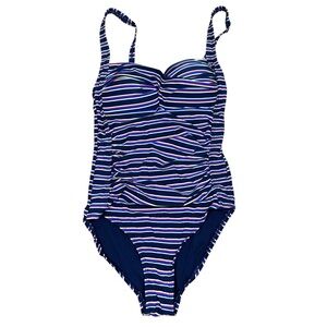 Nip Tuck Swimsuit One Piece Multi Fit Cup Stripe Slimming Size 4